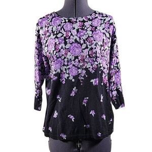 Karen Scott Petite Printed 3/4Sleeve Sweater Sz SP